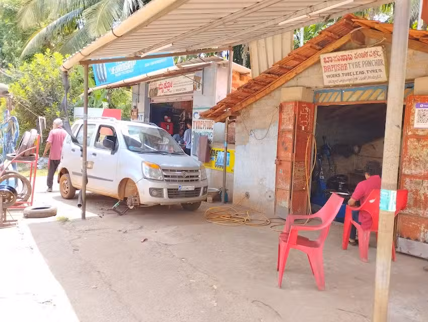 Bapu Sahab tyre puncture work and all tyre work s Kumta Road vidyadhiraj wedding hall opposite sirsi